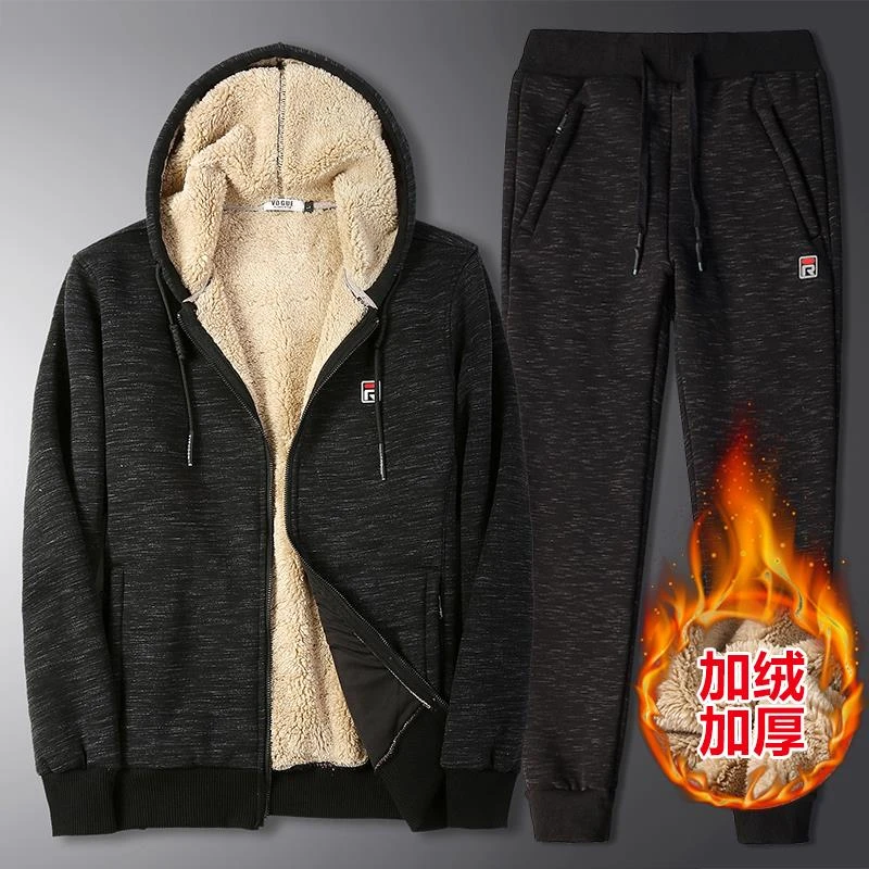 【 WOH ！官方正品 】冬季加绒加厚卫衣男运动服休闲装迷彩羊羔绒套