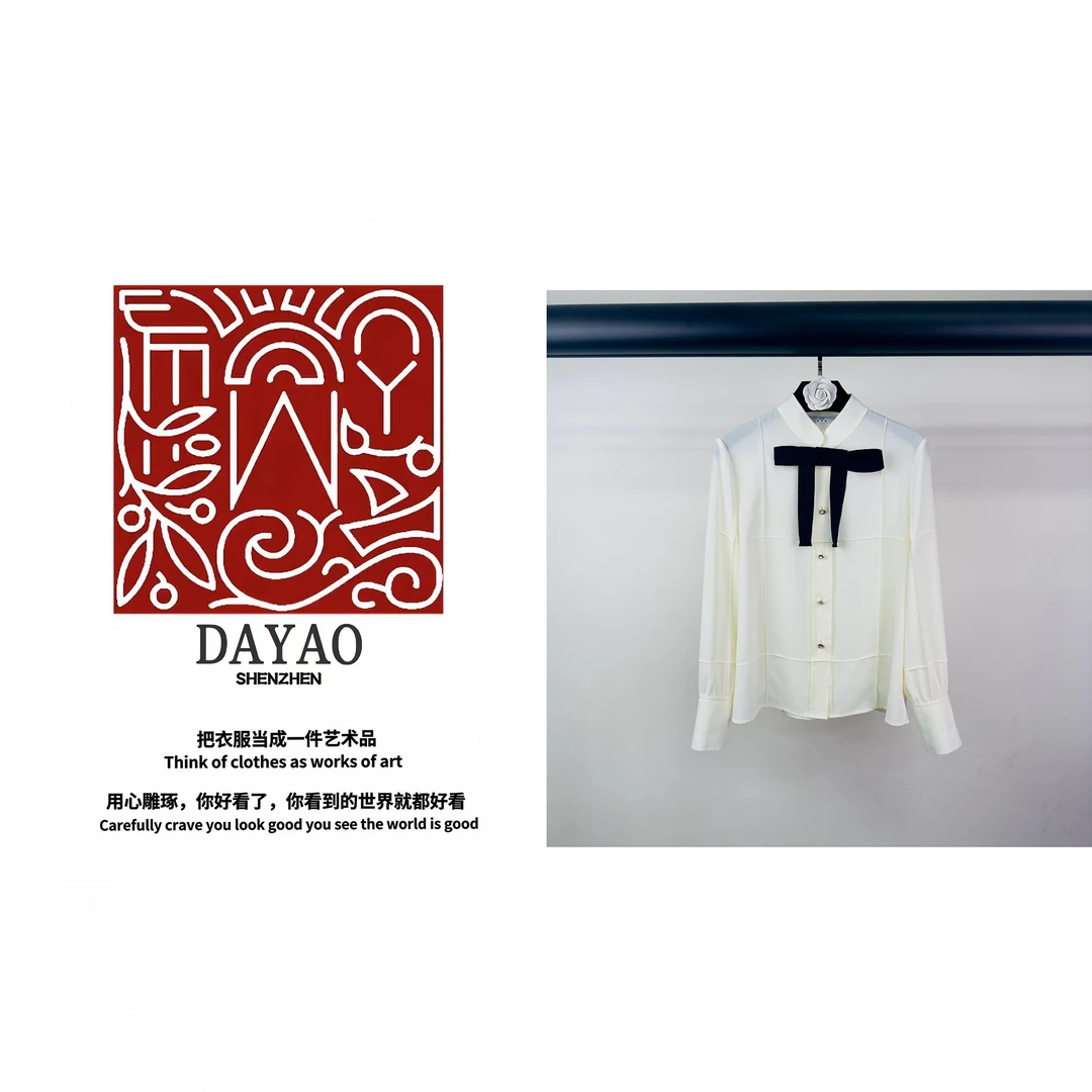 「DAYAO」24新款气质蝴蝶结长袖白色名媛显瘦衬衫高端女装WY24526