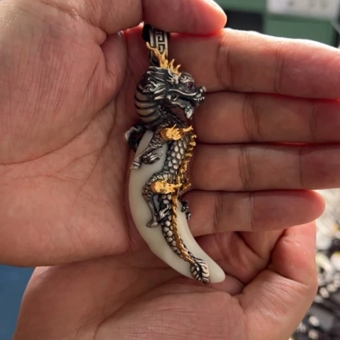 和田玉银S925镀金镶嵌颈饰