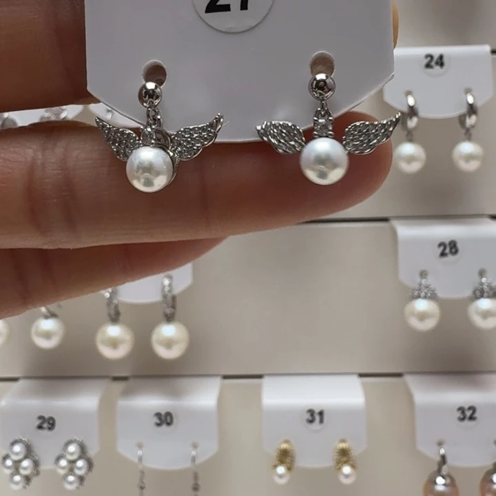 淡水珍珠耳饰银S925镶嵌