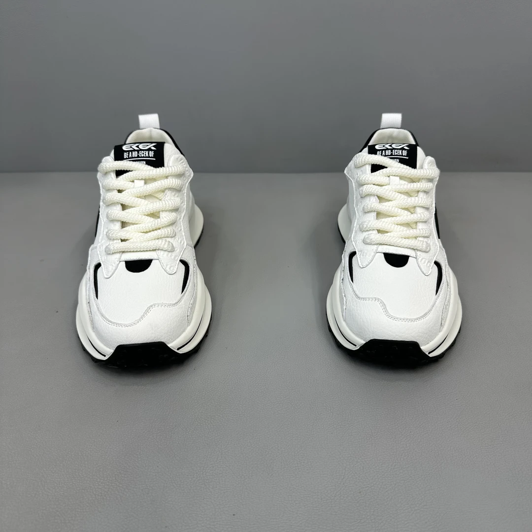 2025新款男士时尚百搭休闲低帮潮流运动鞋轻奢皮面防滑厚底男鞋