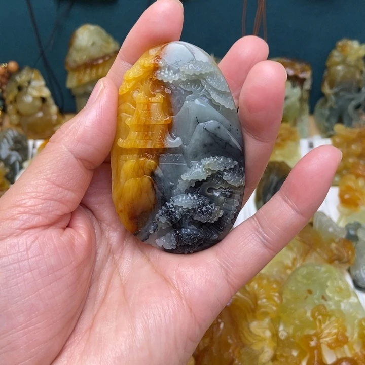蛇纹石玉合金颈饰