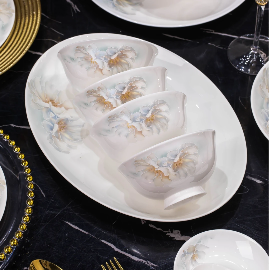 景德镇高温陶瓷芳华4.7英寸高脚碗拍5送5到手10个装（不含礼盒）