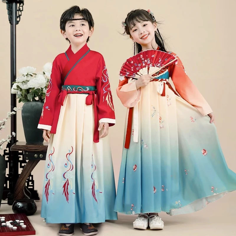 小孩幼哪吒潮服汉服男童女童宋朝国学礼仪书诗词唐诗朗诵演出服装