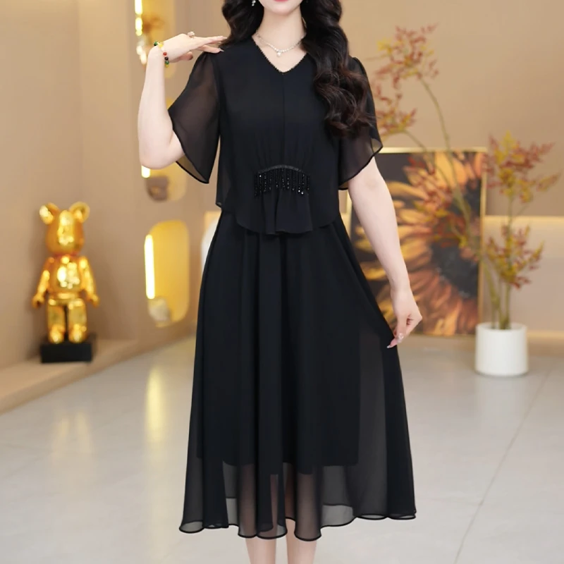 夏季新款百搭气质时尚中长款连衣裙【953#】