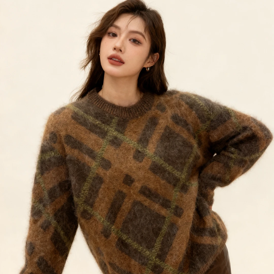 半岛玫瑰意大利工艺羊绒皇室拉毛针织上衣2025年新款6460