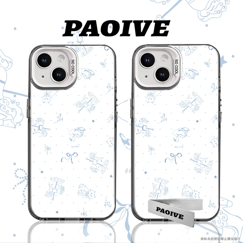 适用苹果华为vivo一加iPhone14小米手机旋转木马支架彩银手机壳