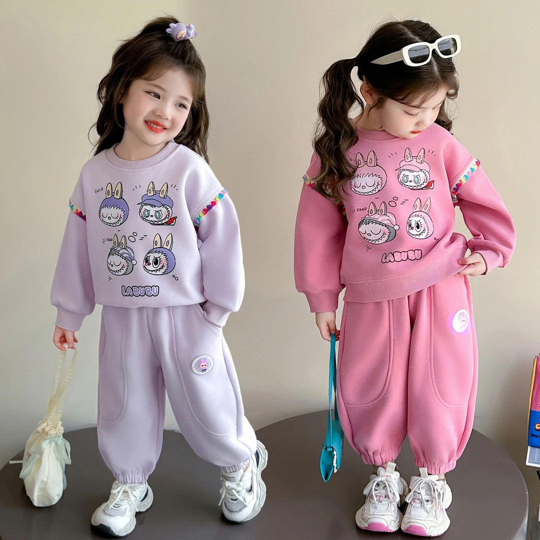 女童卡通卫衣套装洋气儿童春秋季新款女宝宝休闲两件套小女孩时髦