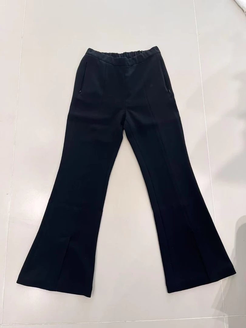 日本进口三醋酸显瘦微喇开衩通勤裤修身开衩西装休闲裤