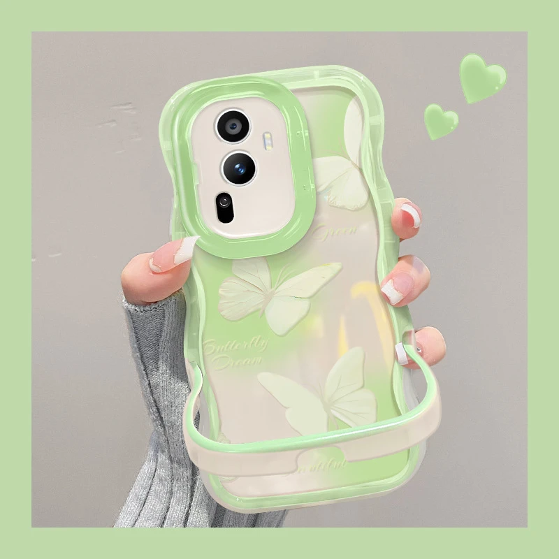 适用opporeno12pro手机壳vivos18晕染蝴蝶小米13隐形双支架透明软