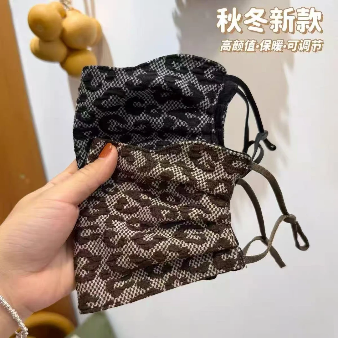 秋冬爆款豹纹保暖口罩大版防尘面罩防风保暖面罩亲肤透气可水洗
