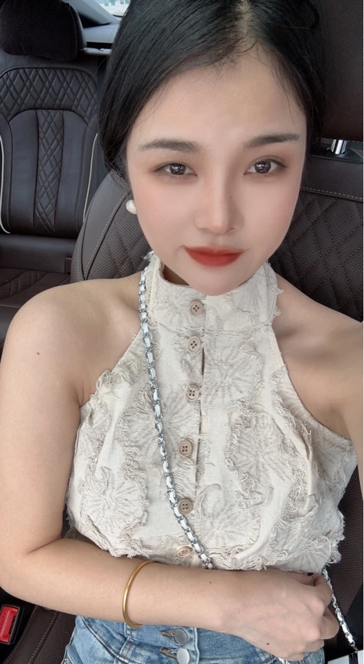 Q•iao新中式复古杏色甜美小上衣