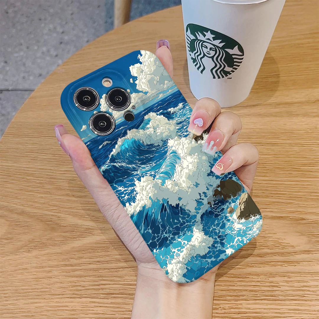 碧海蓝天适用苹果16promax 华为 小米vivo oppo荣耀手机壳菲林