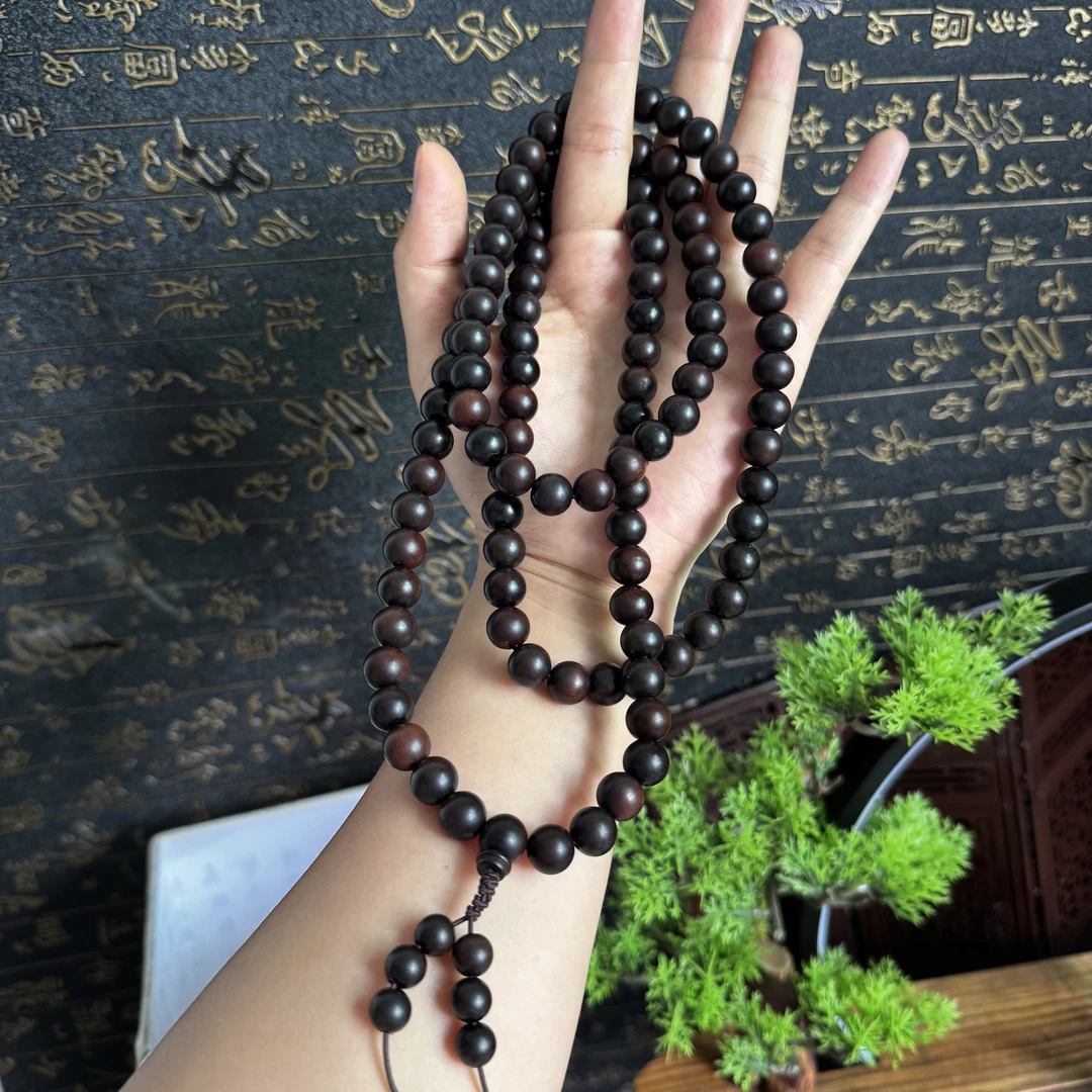 道家流珠108颗手串手持念珠枣木木制双圈小众串珠男女盘串木珠