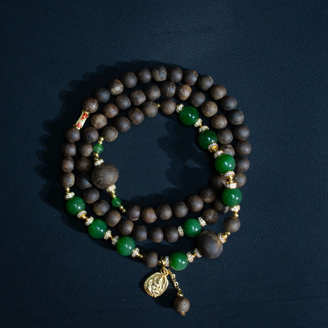 沉香【壹芳珠宝】天然沉香设计三圈手链6-7mm