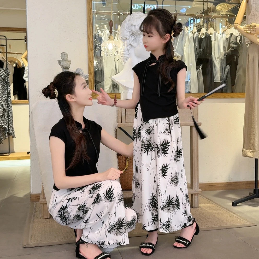 女童新中式套装2025夏季新款中大童洋气中国风古风古装套装时尚潮
