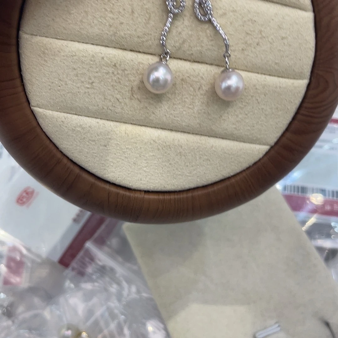 银S925镶嵌耳饰海水珍珠