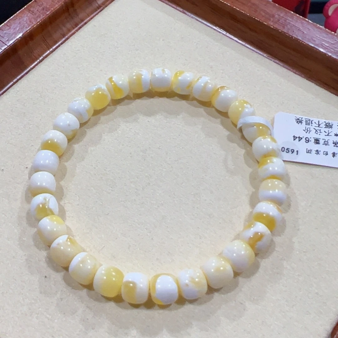 蜜蜡手链未镶嵌无*7m金漆白溶洞