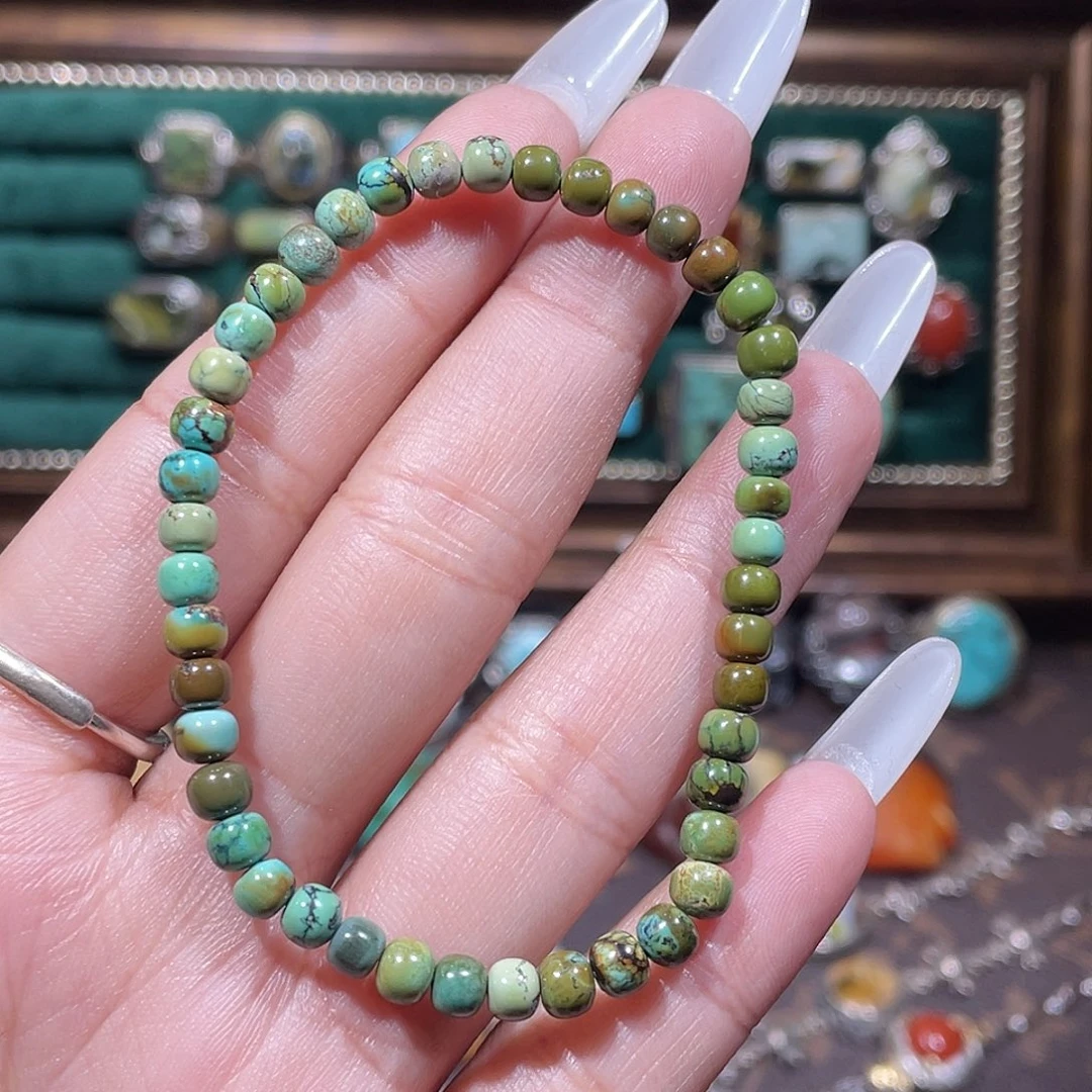 绿松石银S925镶嵌手链手串