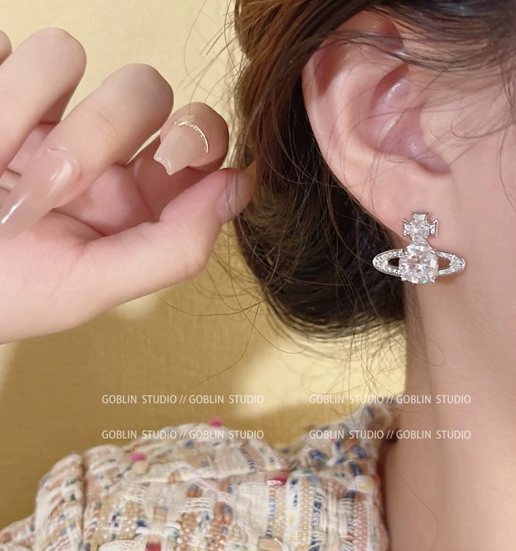 925银耳饰 女流苏款欧美风原创设计耳钉耳饰镶嵌网红耳夹百搭