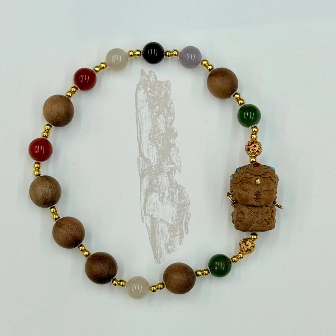 【知行】老山檀8mm多宝绿度母单圈手串