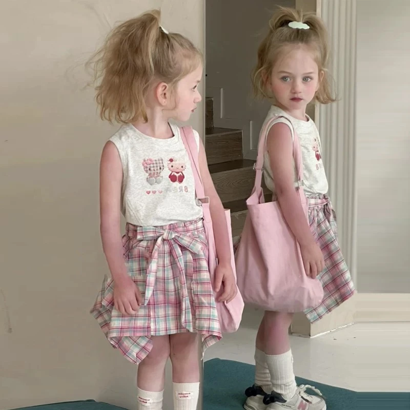 郝叔童品夏季新款潮流森系风女童格子半裙2025时尚高货女YS5243