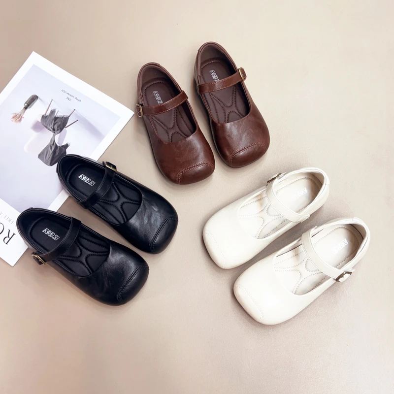 杰5701女童小皮鞋童鞋2025春秋季新款黑色软底儿童公主鞋宝宝单鞋
