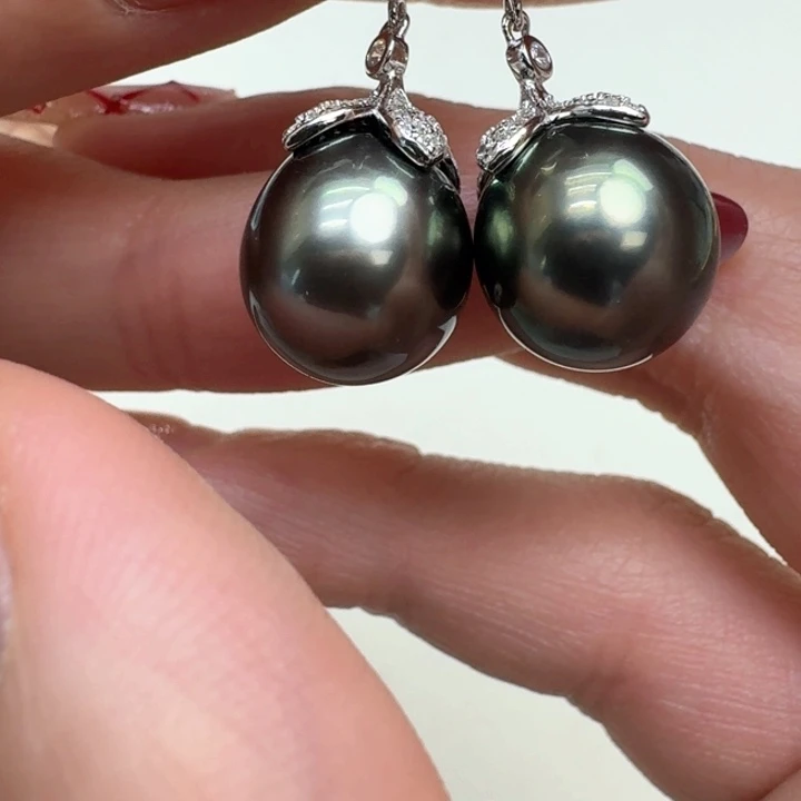 海水珍珠耳饰银S925镶嵌