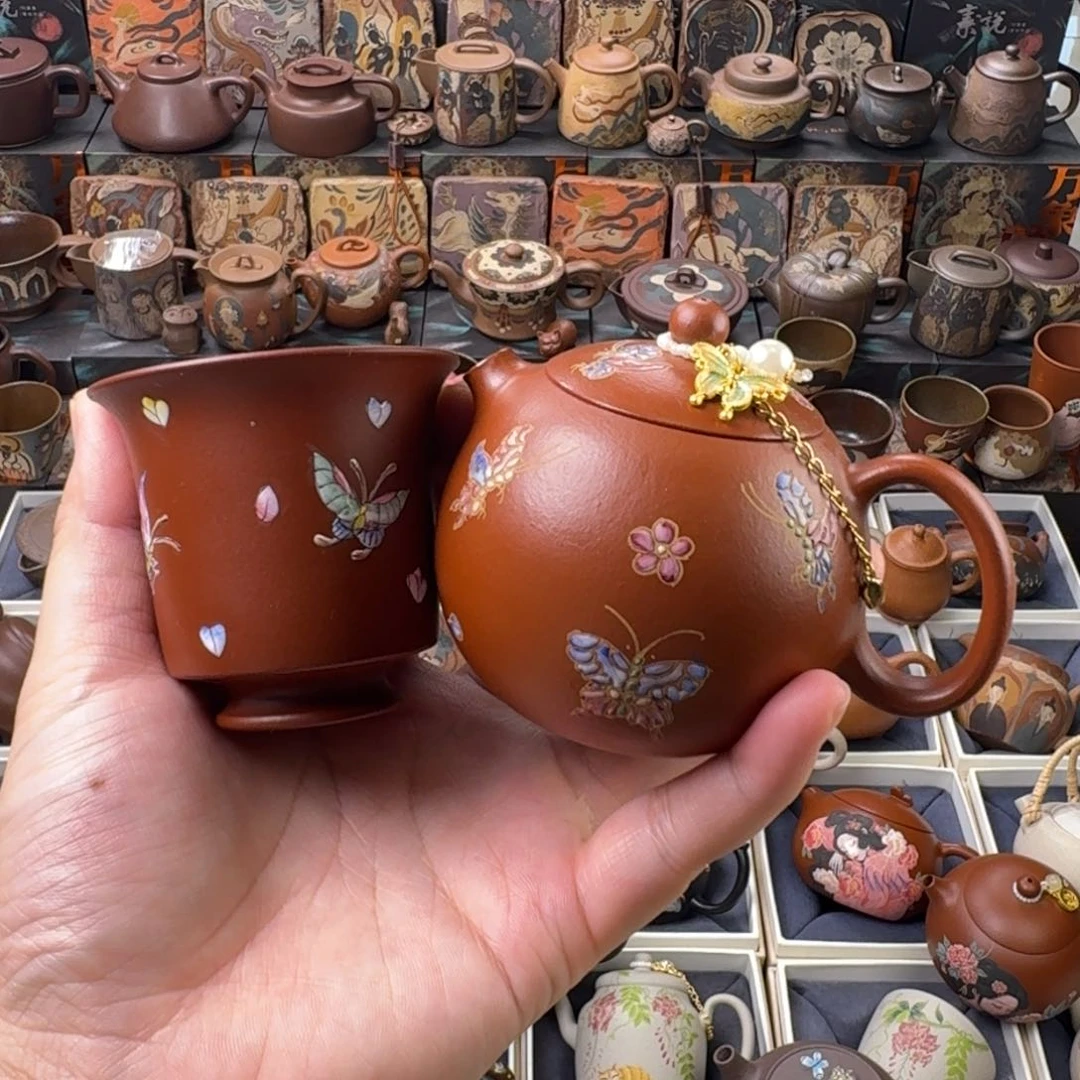 茶壶紫砂珐琅彩浮力150cc