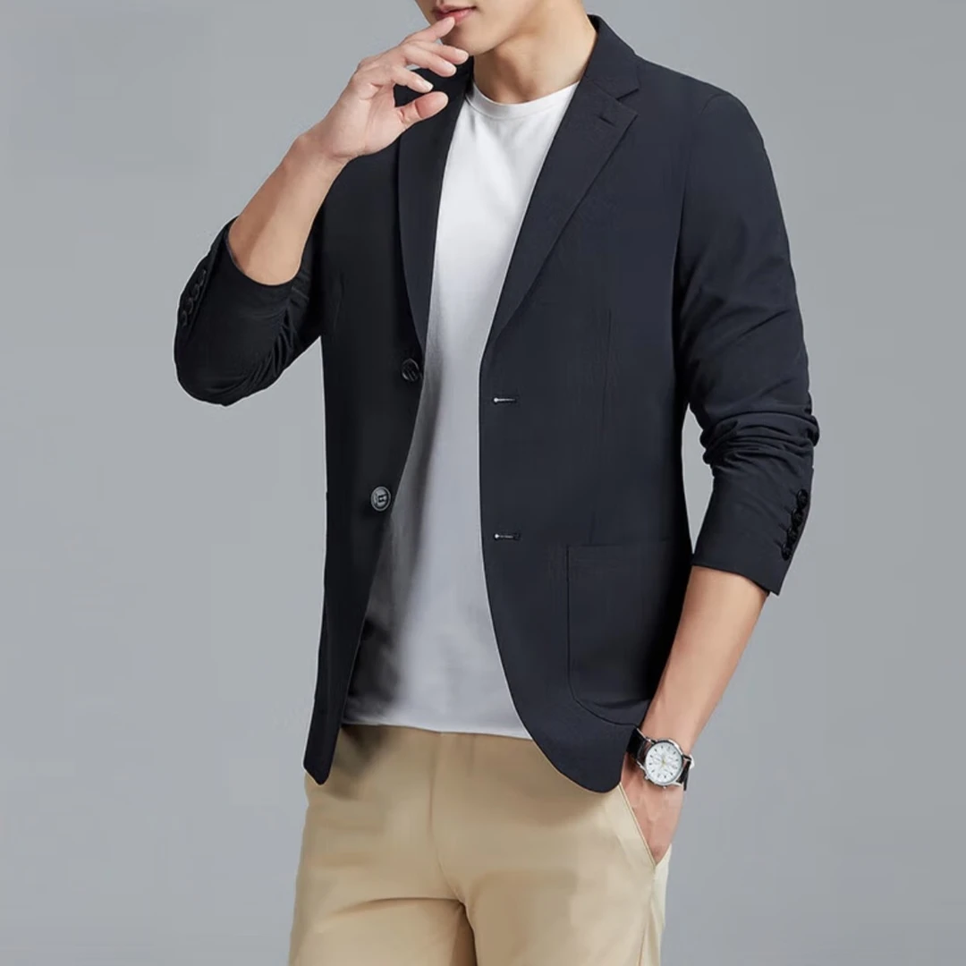 01-200撤柜精品西服平驳领上衣时尚韩版休闲春秋中青年小西装春季