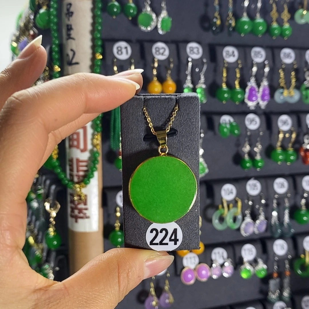 银S925镶嵌翡翠耳饰224