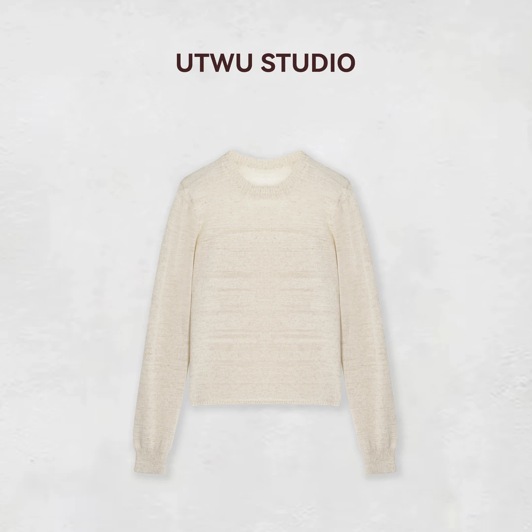 UTWU小敏 「南屏晚风」亚麻混纺春季新款休闲圆领纯色上衣S25T1015