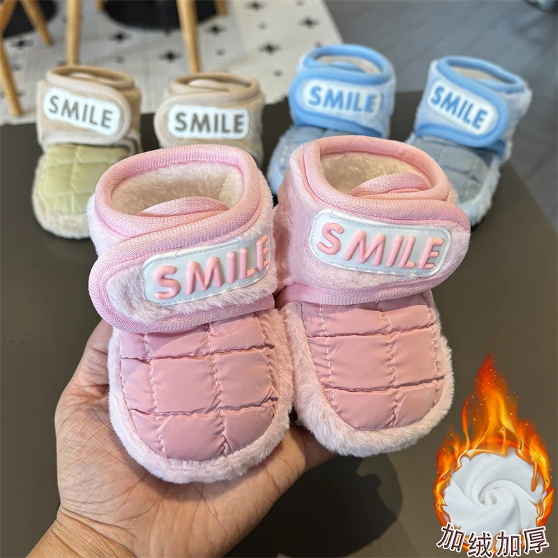 0-1岁棉靴加厚绒秋冬学步鞋棉雪地靴保暖防风不掉防滑外穿学走路