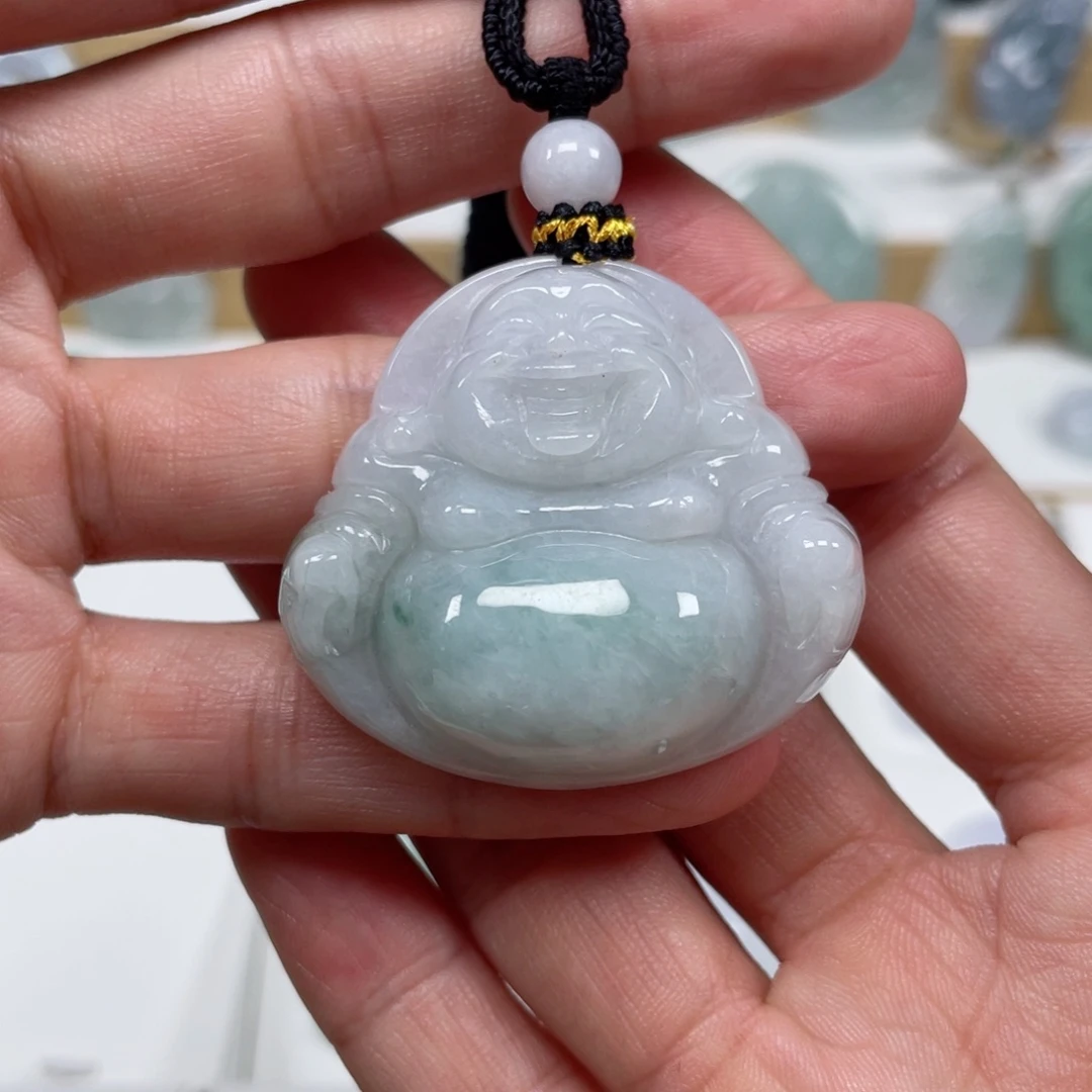 翡翠颈饰未镶嵌天然缅甸翡翠A货佛公76号