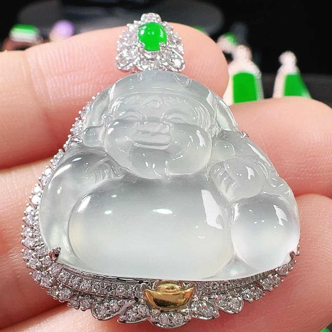 翡翠18K金镶嵌吊坠(不含链)