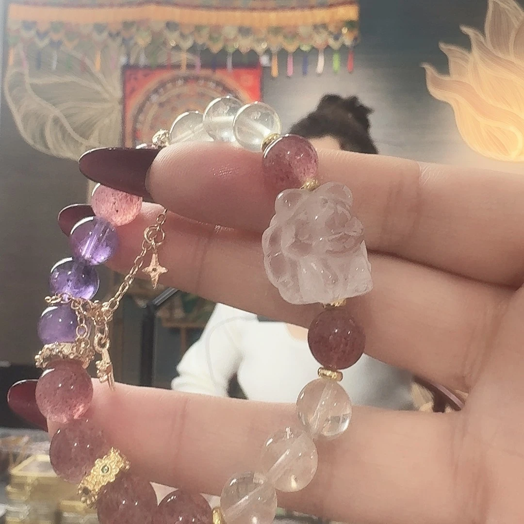 花岗石铁合金狐狐唐卡吊坠