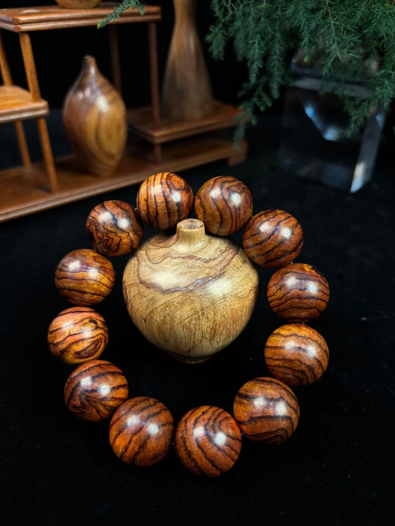 【花梨匠】2.0虎皮纹圆珠/花梨木降香黄檀