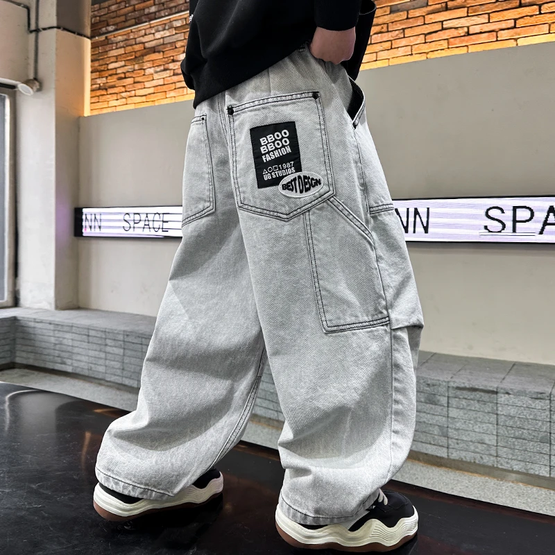 男童春秋款裤子炸街儿童牛仔裤2025春季新款中大童春装长裤潮童装