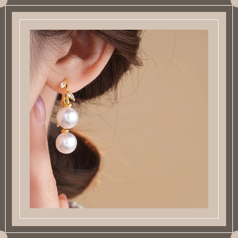 铜合金锆石耳饰 优雅设计感银针锆石不规则流苏耳环精致时尚耳钉