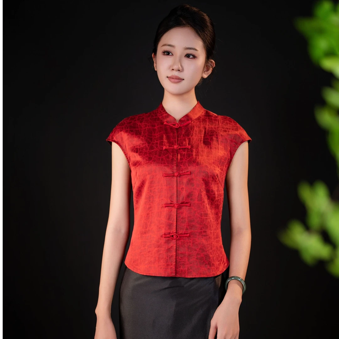 玉家人《勐献》真丝香云纱短袖新中式改良傣族服饰气质上衣