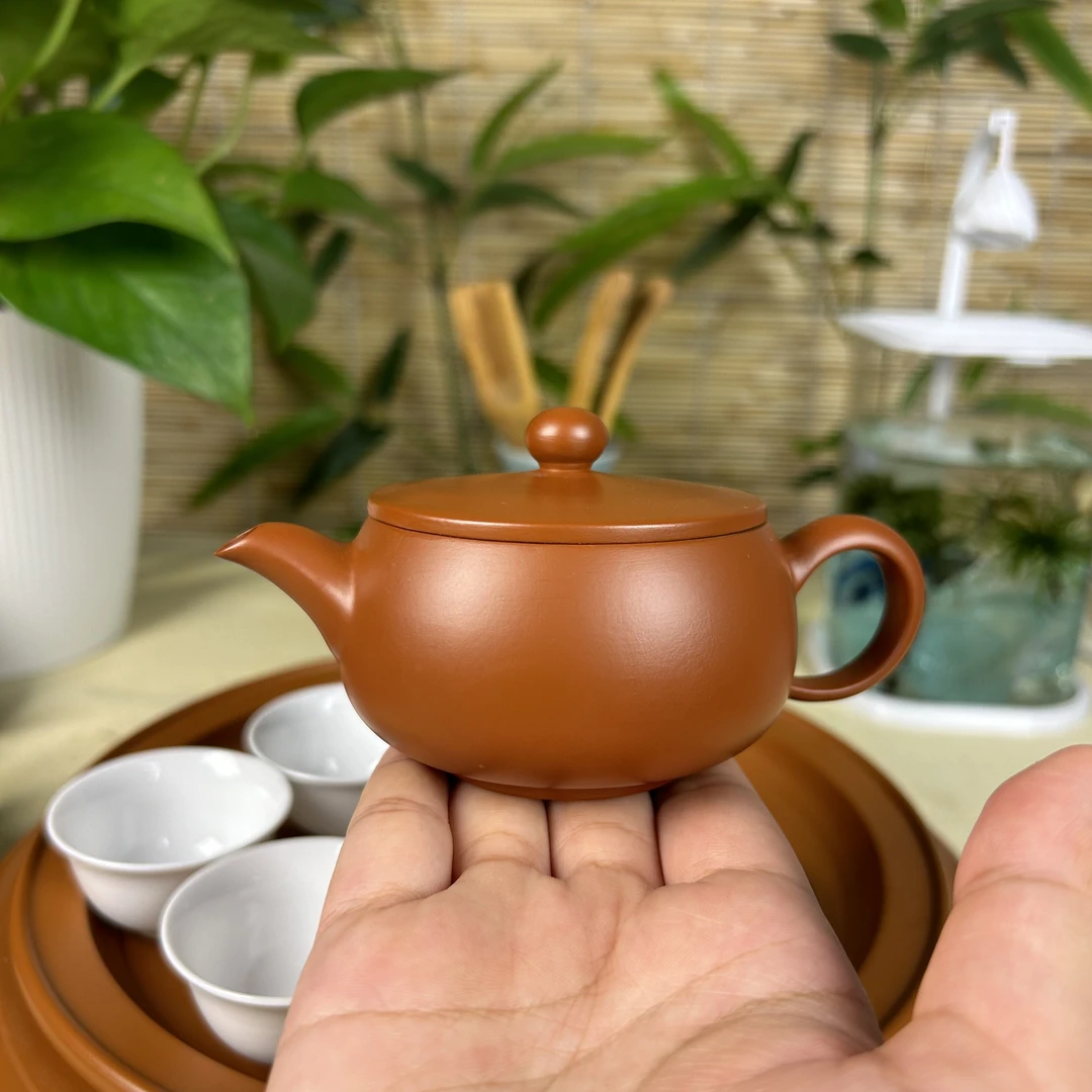 广天壶潮州全手工朱泥手拉壶原矿朱泥6公分大口径出水暴爽130cc