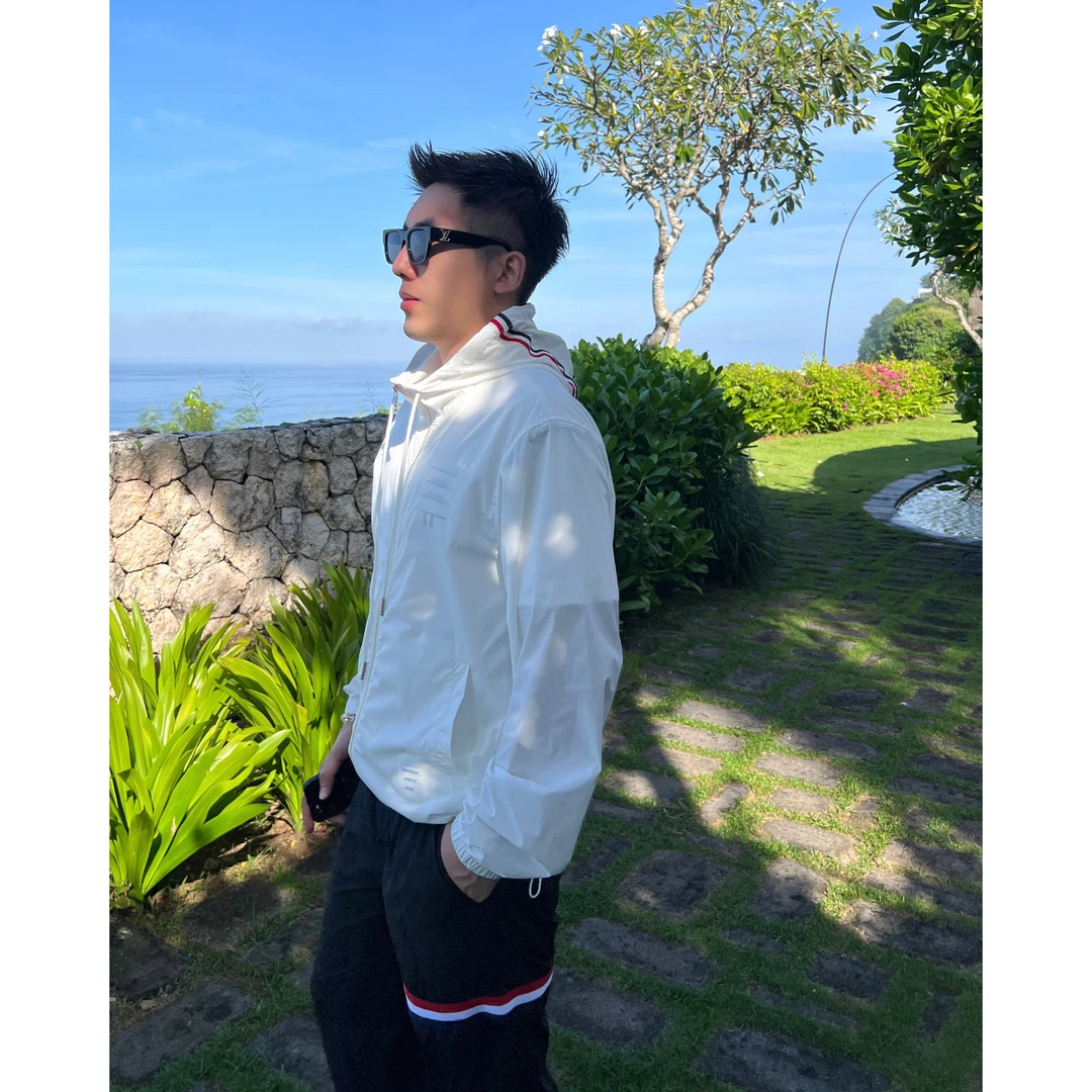 【汤姆皮肤衣】25夏季简约彩色织带连帽夹克皮肤衣男士透气薄款速干