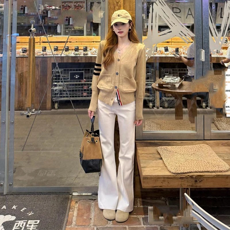 裤长112cm高个子加长白色微喇牛仔裤女春秋高腰显瘦直筒拖地裤子