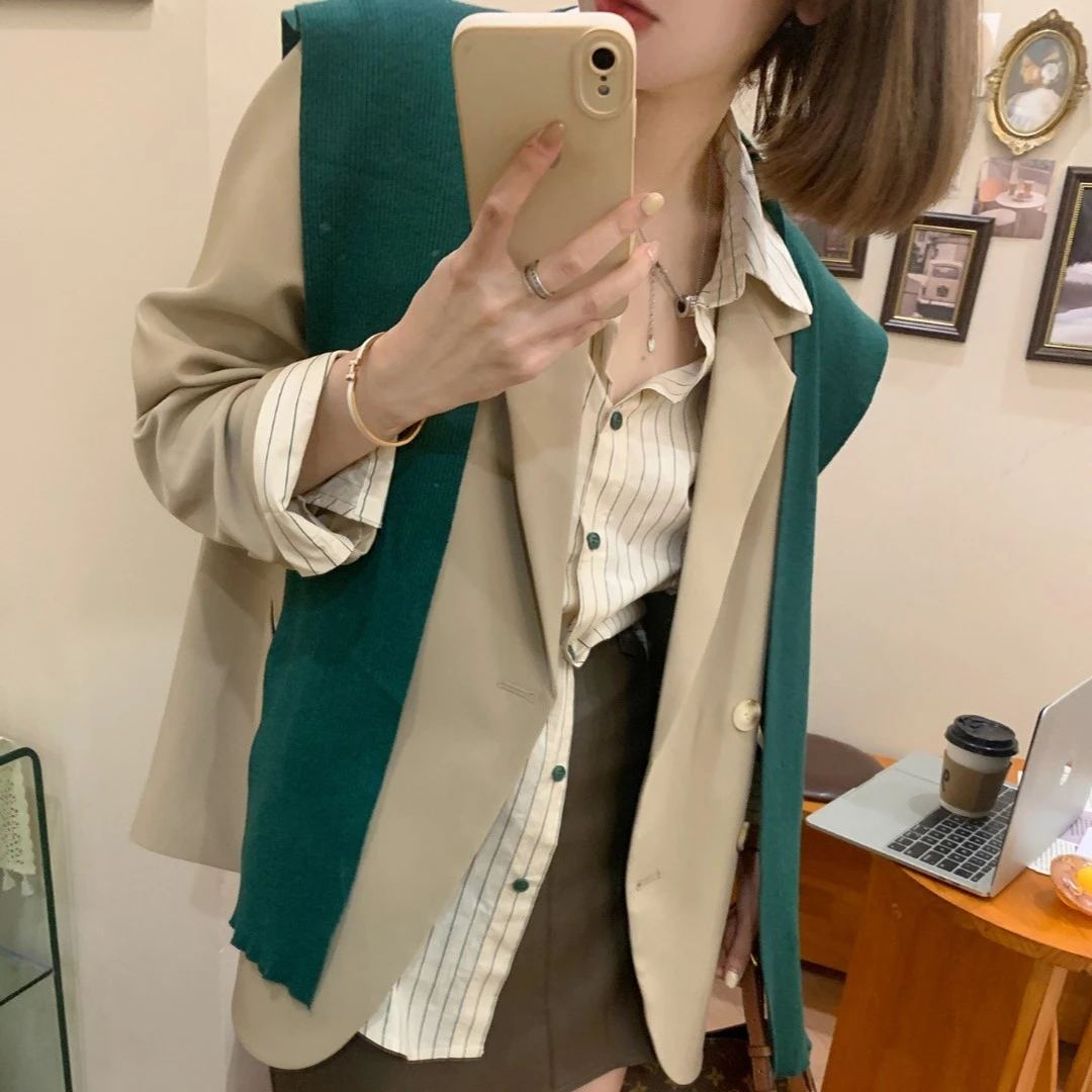 【芝士Cheese】魔西装气质时尚休闲复古韩版设计感网红修身小众