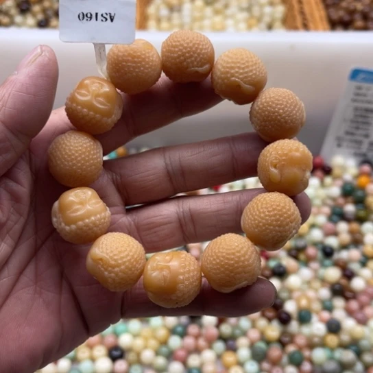 白玉菩提吊坠精品19风化佛头手串