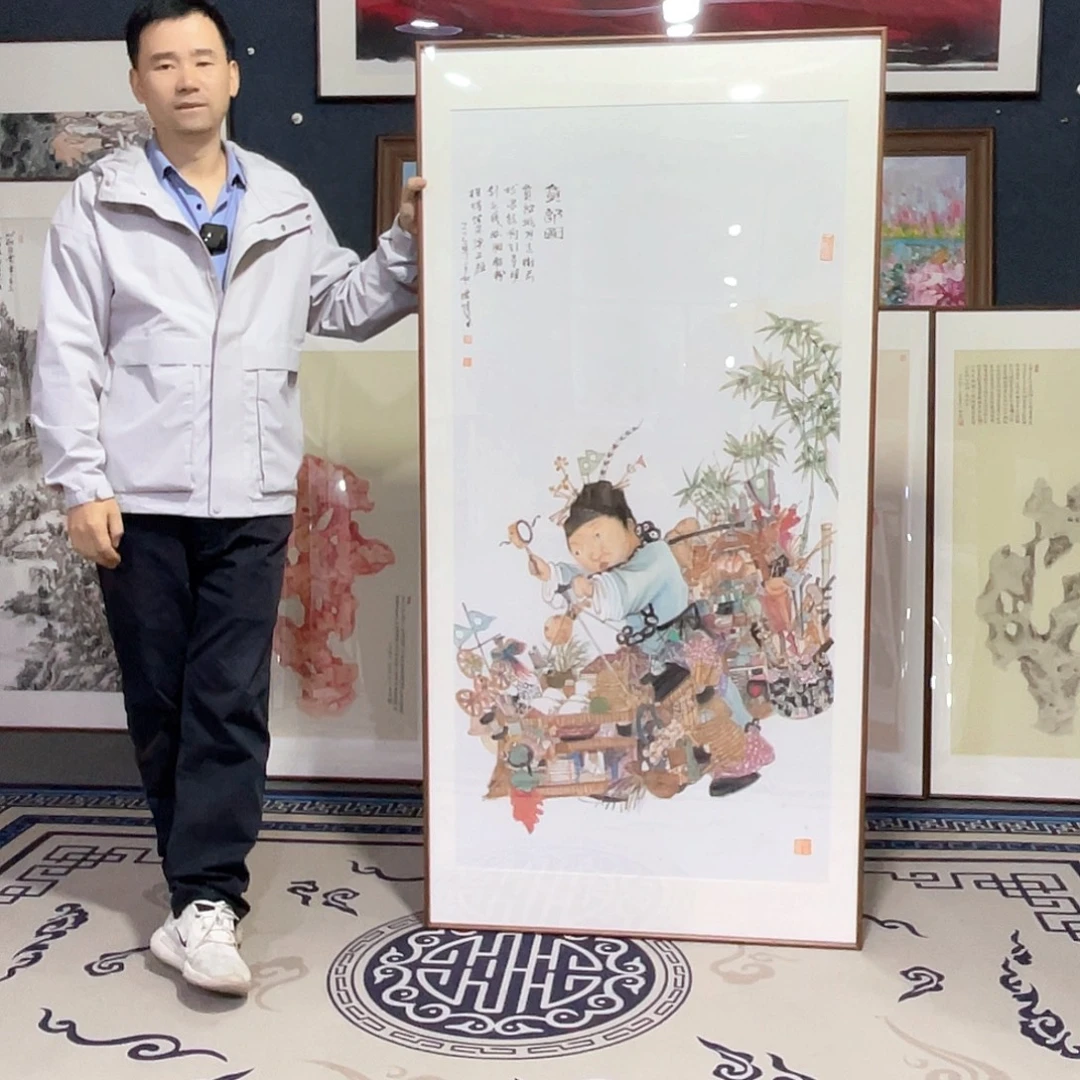 国画手绘画作品带框80/160