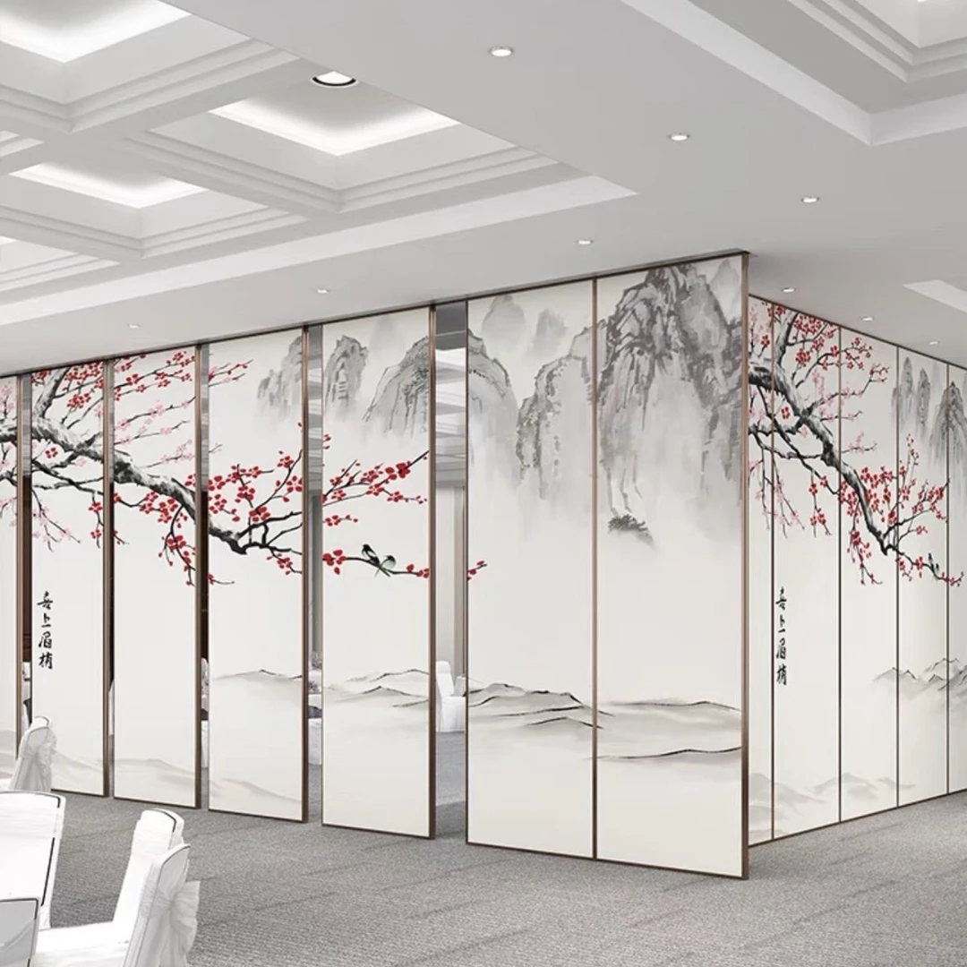 酒店活动隔断饭店包厢吊轨隔音折叠移动屏风办公室展厅推拉隔断墙