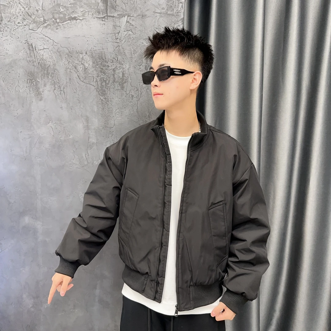 秋冬季男短款立领秋冬防风翻领夹克二棉男士帅气时尚宽松6909