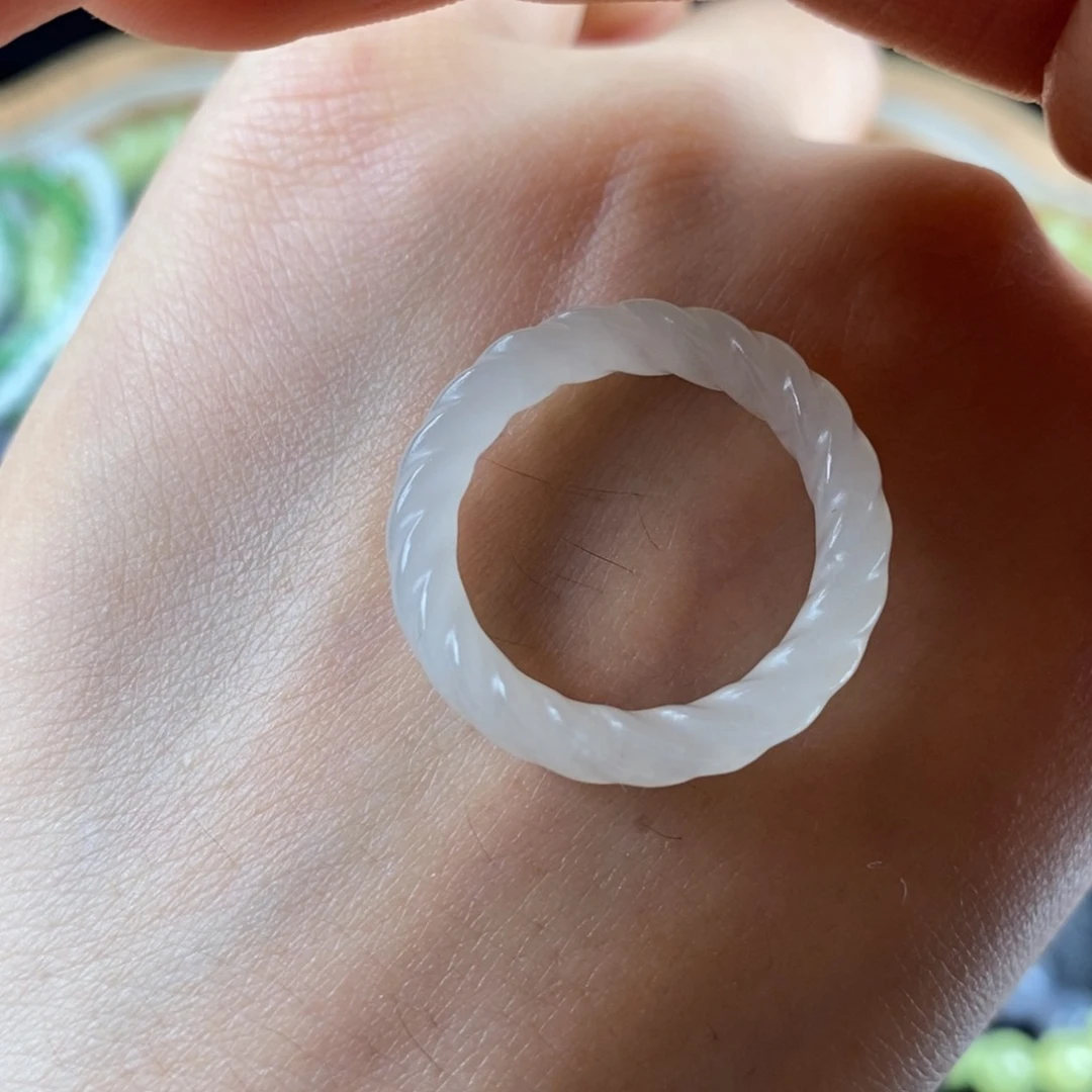 和田玉戒圈未镶嵌麻花戒圈18.1