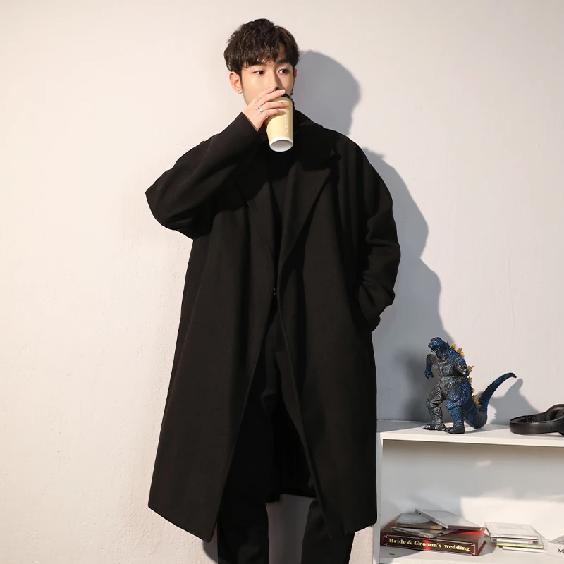风衣男中长款春秋季高级感英伦风毛呢大衣男士秋冬男装呢子外套潮